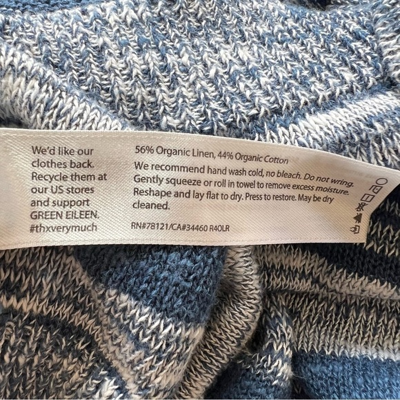 Eileen Fisher organic linen stripe scoop neck sweater 17820 - Picture 8 of 8